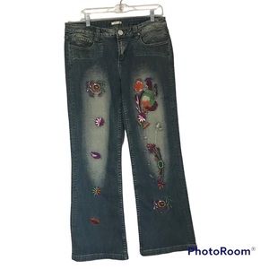 Embroidered Denim Bootcut Jeans Size 12 Excellent Condition Never Worn